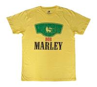 Rock Off officially licensed products Bob Marley Vintage Verde Label T Shirt, Amarillo, M