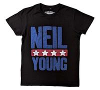 Rock Off officially licensed products Camiseta con logotipo de Neil Young Stars, Negro, M