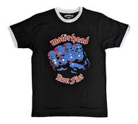Rock Off officially licensed products Camiseta Motorhead Ringer con logotipo de Iron Fist, unisex, color negro, talla XL, Negro, XL