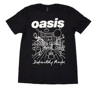Oasis 'Definitely Maybe Line Drawing' (Negro) Camiseta - ¡NUEVO Y OFICIAL