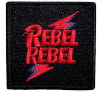 Rock Off officially licensed products David Bowie Rebel Rebel - Parche tejido rosa y azul, tamaño, Negro, Accessory Size