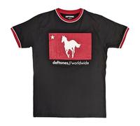 Rock Off officially Licensed Products Deftones Star and Pony Ringer - Camiseta, Negro, L