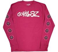 Rock Off officially licensed products Gorillaz Camiseta Repeat Pazuzu Band Logo Nuevo Oficial Unisex Rosa Long Sleeve, Rosa, S
