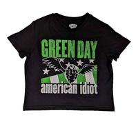 Rock Off officially licensed products Green Day Crop Top T Shirt American Idiot Wings Band Logo Nuevo Oficial Mujer, Negro , S