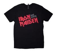 Rock Off Officially Licensed Products Iron Maiden EST 1975 - Camiseta con Logotipo Inclinado, Talla L