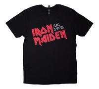 Rock Off Officially Licensed Products Iron Maiden EST 1975 - Camiseta con Logotipo Inclinado, Talla L