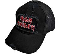 Rock Off officially licensed products Iron Maiden - Gorra de camionero con logotipo desgastado, talla única, color negro, Negro -, talla única