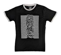 Rock Off Officially Licensed Products Joy Division Ringer - Camiseta con Logotipo de Unknown Pleasures Oficial, Unisex, Color Negro, Talla L, Negro