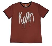 Rock Off officially licensed products Korn Band Logo Ringer T Shirt Talla M, rojo