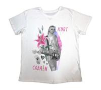 Rock Off officially licensed products Kurt Cobain - Camiseta con diseño de flores, blanco, M
