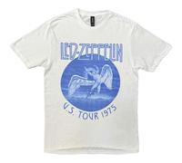 Rock Off Led Zeppelin T Shirt Tour 1975 Azul Wash Band Logo Nuevo Oficial De Los Hombres Size L