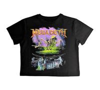 Rock Off officially licensed products Megadeth - Camiseta corta con logotipo de banda contaminada, Negro, M