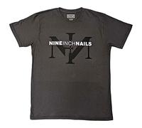 Rock Off officially licensed products Nine inch Nails T Shirt Icon and Band Logo Nuevo Oficial Unisex Charcoal Gris, antracita, S