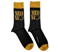 Rock Off officially licensed products Nirvana - Calcetines tobilleros con logotipo apilado oficial para hombre, color negro (talla 36-48), Negro