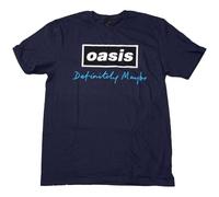 Oasis 'Definitely Maybe Text Logo' (Azul) Camiseta - ¡NUEVO Y OFICIAL
