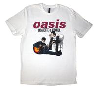 Rock Off officially Licensed Products Oasis Cigarettes and Alcohol Illustration - Camiseta, blanco, M