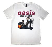 Rock Off officially Licensed Products Oasis Cigarettes and Alcohol Illustration - Camiseta, blanco, M