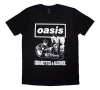 Rock Off officially Licensed Products Oasis Cigarettes and Alcohol Illustration Mono Camiseta, Negro, L