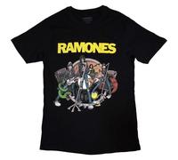 Rock Off officially licensed products Ramones Cartoon Band T Shirt, Negro , M