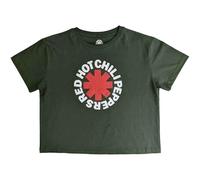 Rock Off officially licensed products Red Hot Chili Peppers Crop Top Camiseta Classic Asterisk Oficial para Mujer Verde, Verde, M