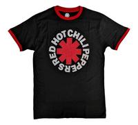 Rock Off Officially Licensed Products Red Hot Chili Peppers Ringer T Shirt Classic Asterisk Nuevo Oficial Unisex, Negro, S