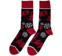 Rock Off officially licensed products Slayer Band Logo and Pentegram Ankle Socks UK Size 7-11, Black, M, Negro, M
