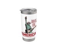 Rock On America Estatua Liberty Guitarra Rock & Roll Vaso térmico de acero inoxidable de doble pared