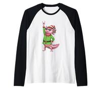 Rock On Christmas Axolotl Elf Vibes Camiseta Manga Raglan