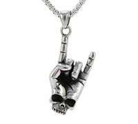 Rock On Colgante Collar Acero Inoxidable Estilo Hip Hop Signo de la Victoria Metal Rocker Joyería Unisex Accesorio de Moda