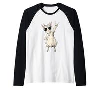 Rock On Goat - Señal de Mano con Gafas de Camiseta Manga Raglan