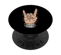 Rock On Hand Luces de Navidad Música Heavy Metal PopSockets PopGrip Adhesivo