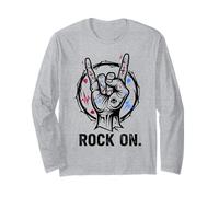 Rock On Hand Signo Símbolo Gesto Rock Lover Regalo Hombres Mujeres Manga Larga