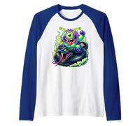 Rock on Happy Black Viper - Monster Snake Camiseta Manga Raglan