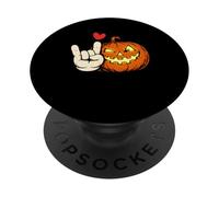 Rock On Jack O Lantern - Lindo corazón de Calabaza Vintage para Halloween PopSockets PopGrip Adhesivo