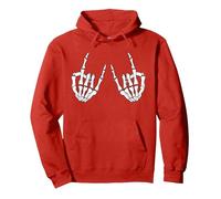 Rock On - Rock & Roll Cool Skeleton Hands para Hombre y Mujer Sudadera con Capucha, Unisex para Adultos, Rojo, XL