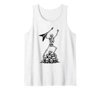 Rock On Skeleton Mano Guitarra Skull Power Rock Band Camiseta sin Mangas