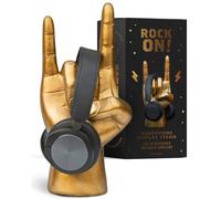 Rock On Soporte para Auriculares - Percha para Auriculares y Auriculares - Organizador de Escritorio de Oficina único - Soporte para Auriculares para Videojuegos - Acabado de Color Dorado Envejecido