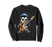 Rock Penguin Bassist Mohawk Gafas de Sol Amante de la música Sudadera