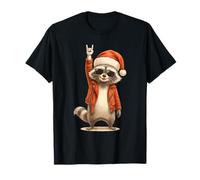Rock Raccoon Santa Hombres Mujeres Niños Divertido Navidad FEA Camiseta