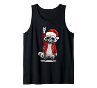 Rock Raccoon Santa Hombres Mujeres Niños Divertido Navidad FEA Camiseta sin Mangas
