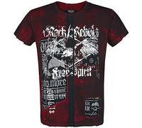Rock Rebel by EMP Hombre Camisa Negro-Rojo con Estampado Rocky S