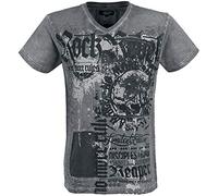 Rock Rebel by EMP Hombre Camiseta Gris con Estampado Rocky Allover XL