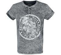 Rock Rebel by EMP Hombre Camiseta Gris de Aspecto Vintage con Cinta de Botones 4XL