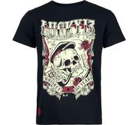 Rock Rebel by EMP Hombre Camiseta Negra con Estampado Grande y Parche XL