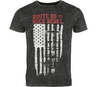 Rock Rebel by EMP Hombre Camiseta Negra de Aspecto Lavado con Gran Estampado Frontal M