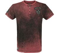 Rock Rebel by EMP Hombre Camiseta roja Vintage con Parches L