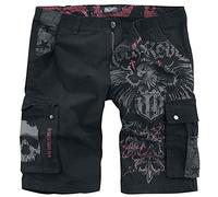 Rock Rebel by EMP Hombre Pantalón Corto Negro con Estampado Rocky