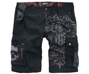 Rock Rebel by EMP Hombre Pantalón Corto Negro con Estampado Rocky 3XL