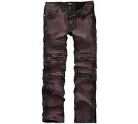 Rock Rebel by EMP Hombre Vaqueros Negro-Rojo con Costuras Decorativas W32L32