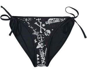 Rock Rebel by EMP Mujer Braguita de Bikini Negra Mix and Match con Estampado de Calavera y Logo XL